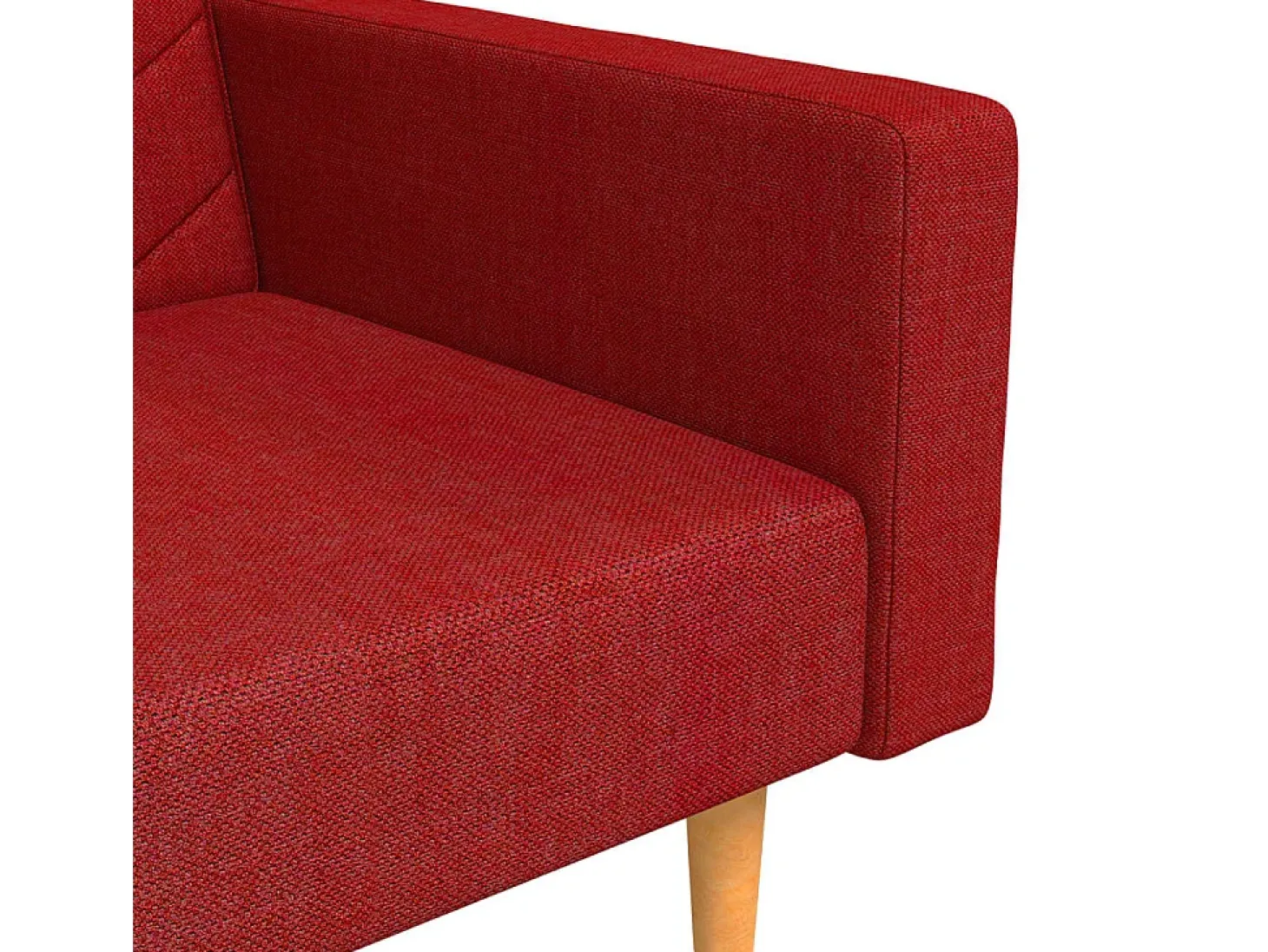 Sofá-cama 2 lugares com duas almofadas tecido vermelho tinto