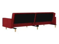 Sofá-cama 2 lugares com duas almofadas tecido vermelho tinto