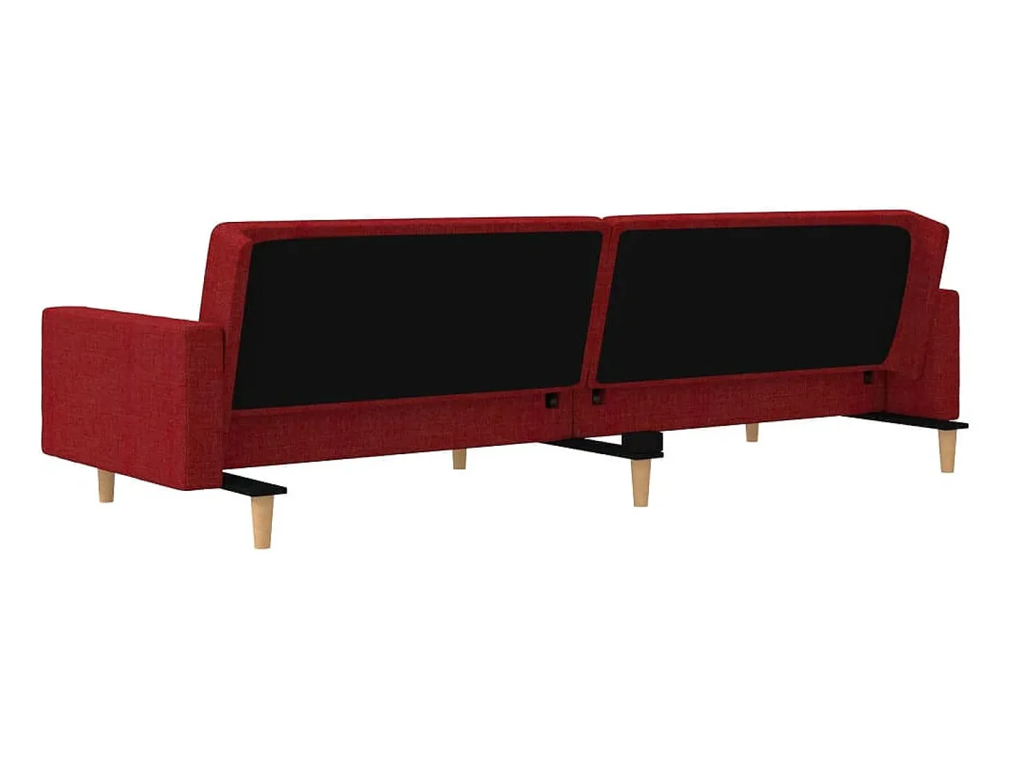 Sofá-cama 2 lugares com duas almofadas tecido vermelho tinto