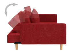 Sofá-cama 2 lugares com duas almofadas tecido vermelho tinto