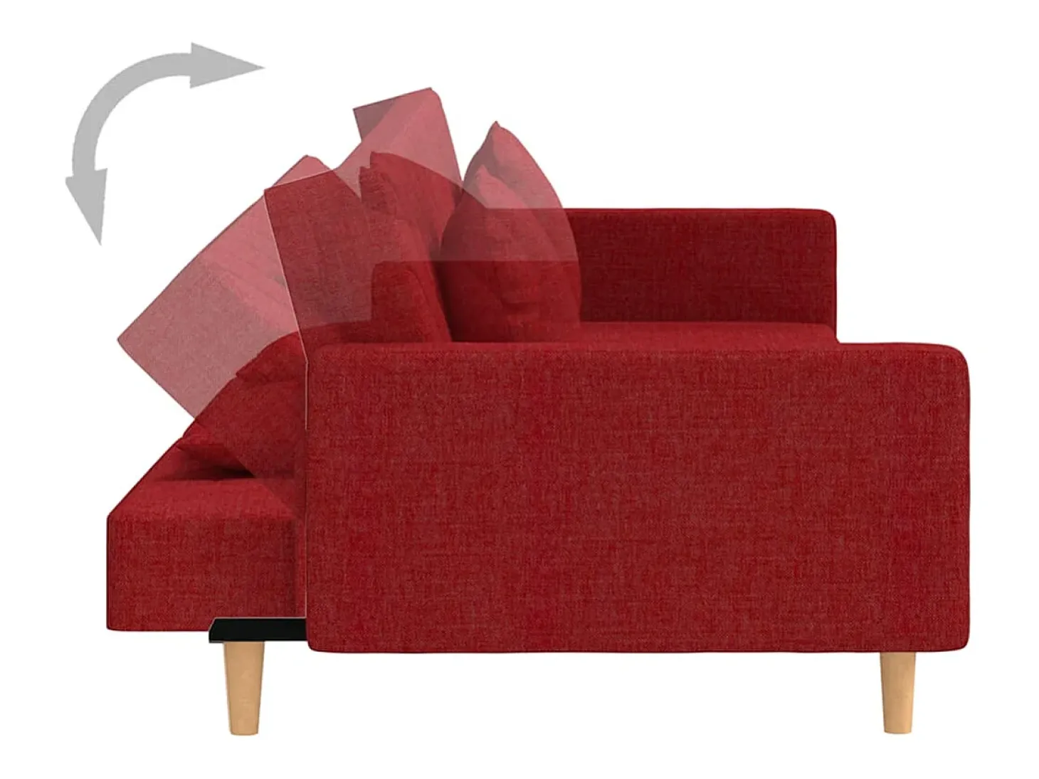 Sofá-cama 2 lugares com duas almofadas tecido vermelho tinto