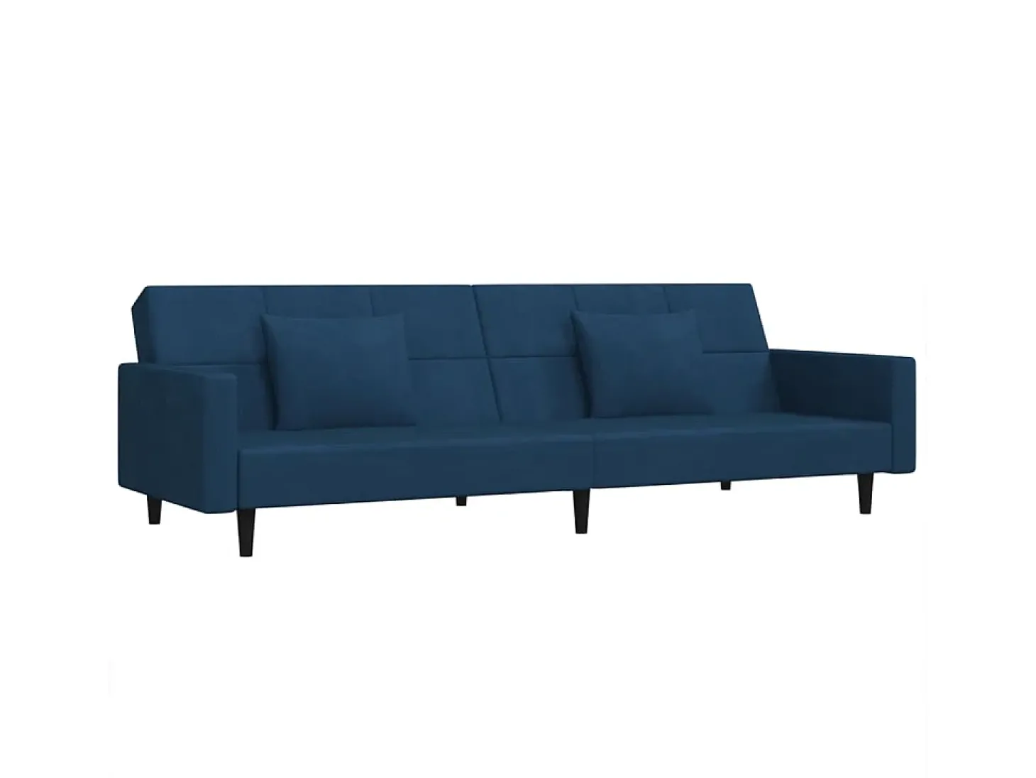 Sofá-cama 2 lugares com duas almofadas veludo azul PT165466
