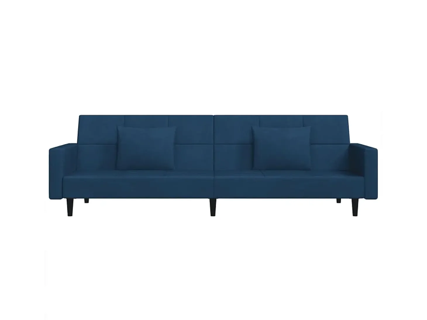 Sofá-cama 2 lugares com duas almofadas veludo azul PT165466