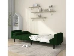 Sofá-cama 2 lugares com duas almofadas veludo verde-escuro PT110700