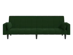 Sofá-cama 2 lugares com duas almofadas veludo verde-escuro PT110700