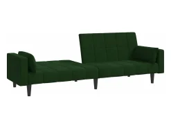 Sofá-cama 2 lugares com duas almofadas veludo verde-escuro PT110700