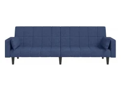 Sofá-cama 2 lugares com duas almofadas tecido azul PT362681