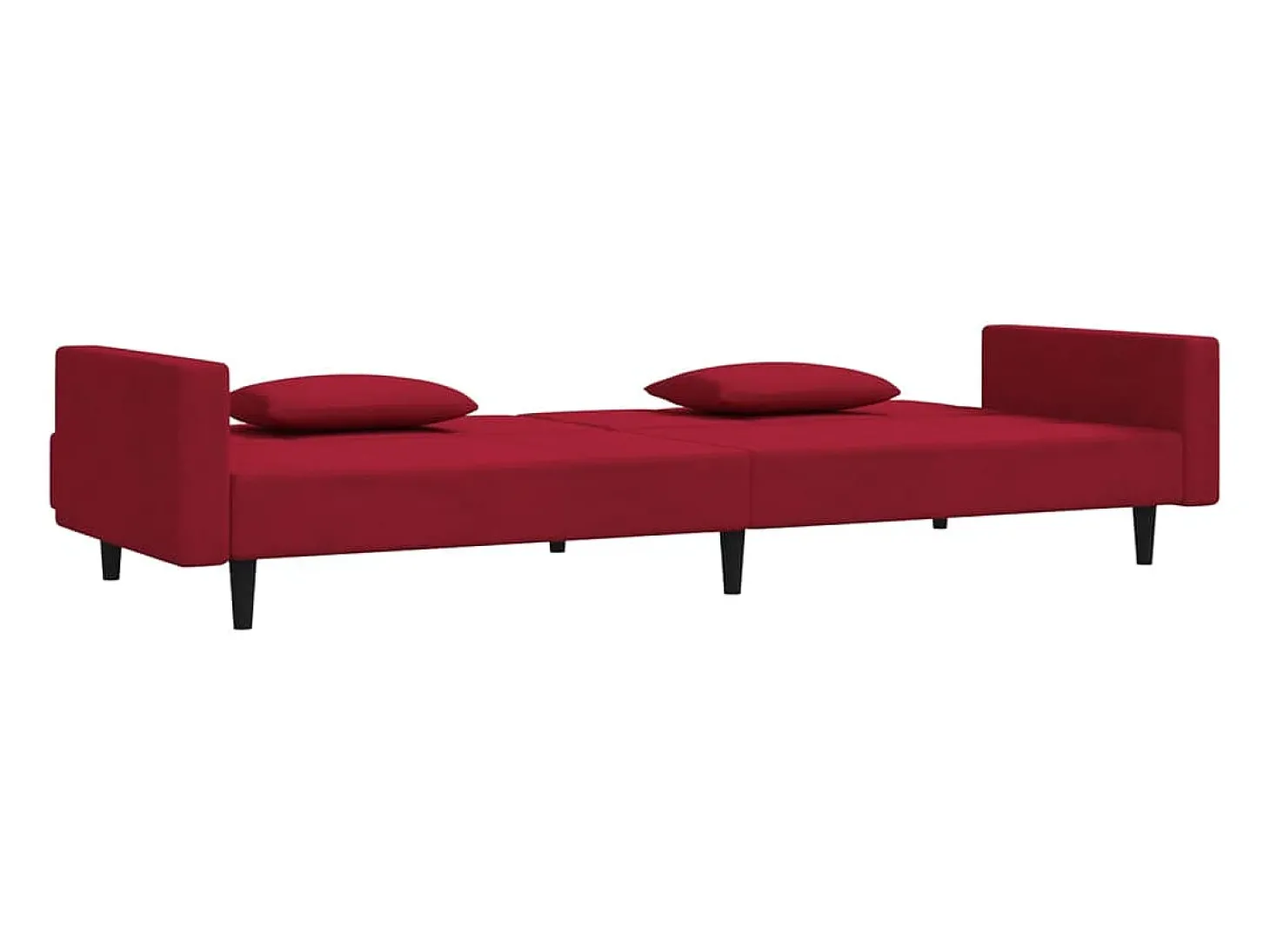 Sofá-cama 2 lugares com duas almofadas veludo vermelho tinto PT341169