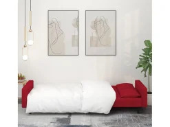 Sofá-cama 2 lugares com duas almofadas veludo vermelho tinto PT341169