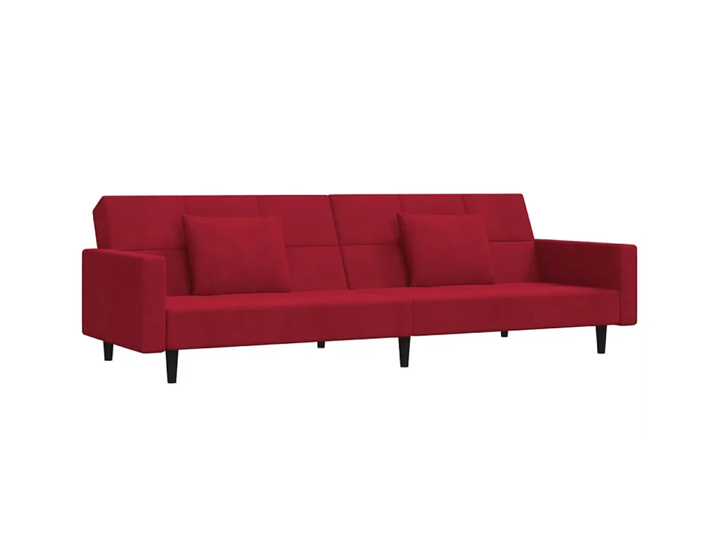 Sofá-cama 2 lugares com duas almofadas veludo vermelho tinto PT341169