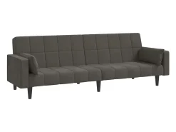 Sofá-cama 2 lugares com duas almofadas veludo cinzento-escuro