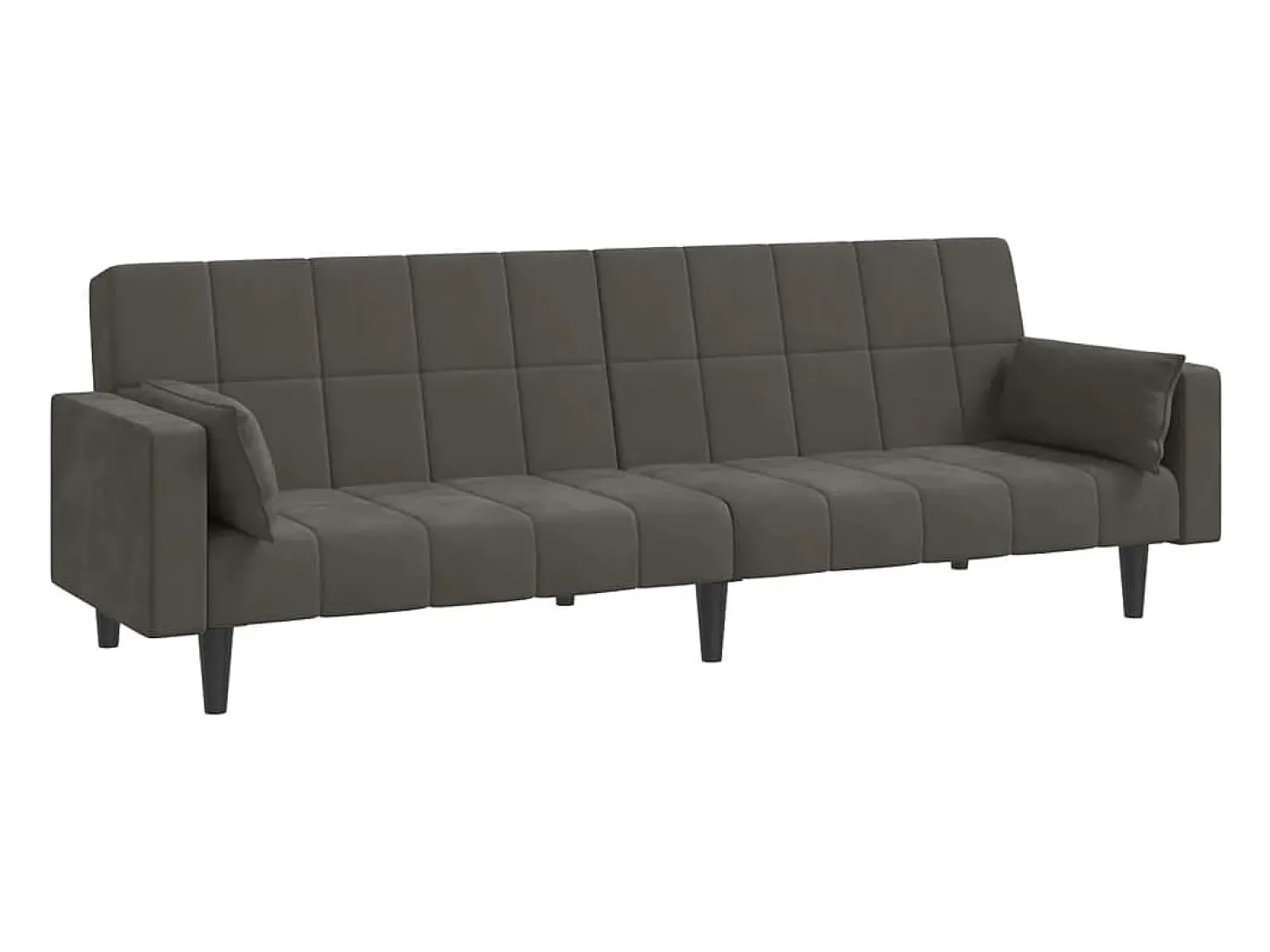Sofá-cama 2 lugares com duas almofadas veludo cinzento-escuro