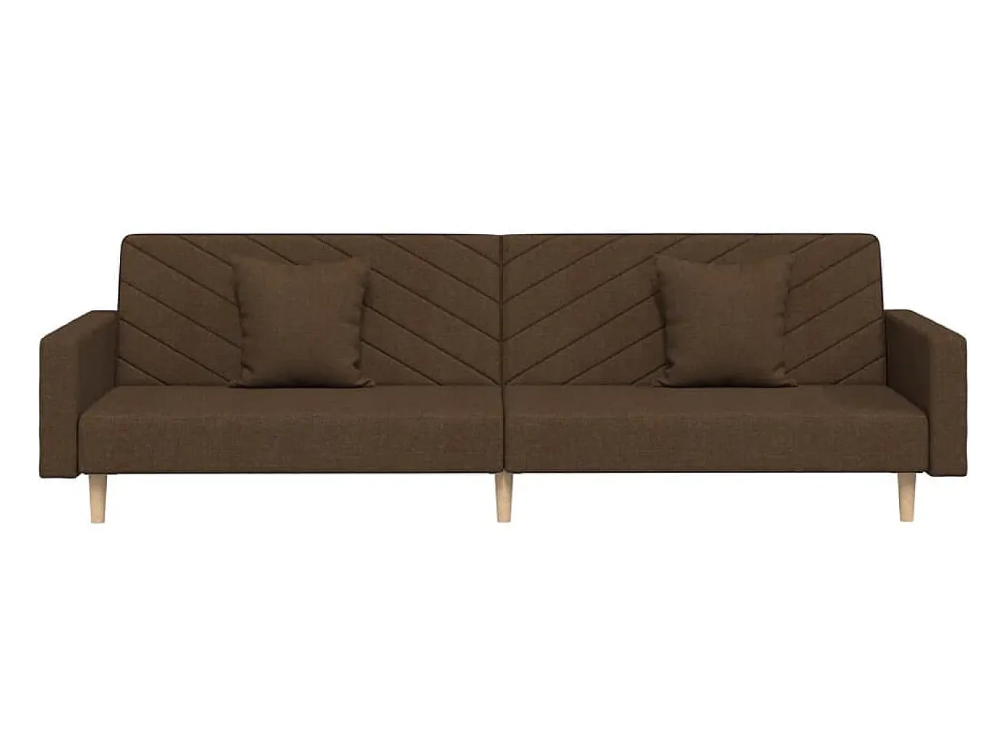 Sofá-cama 2 lugares com duas almofadas tecido castanho