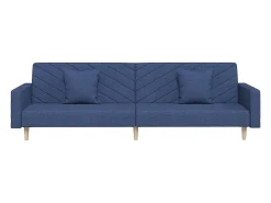 Sofá-cama 2 lugares com duas almofadas tecido azul PT844031