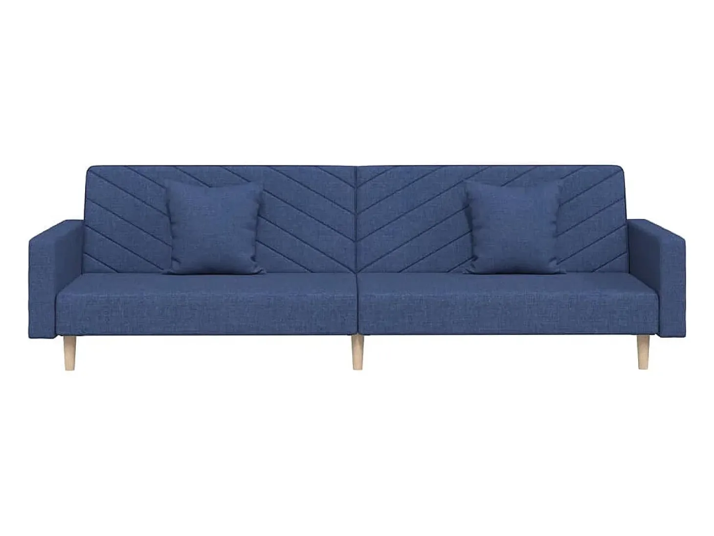 Sofá-cama 2 lugares com duas almofadas tecido azul PT844031