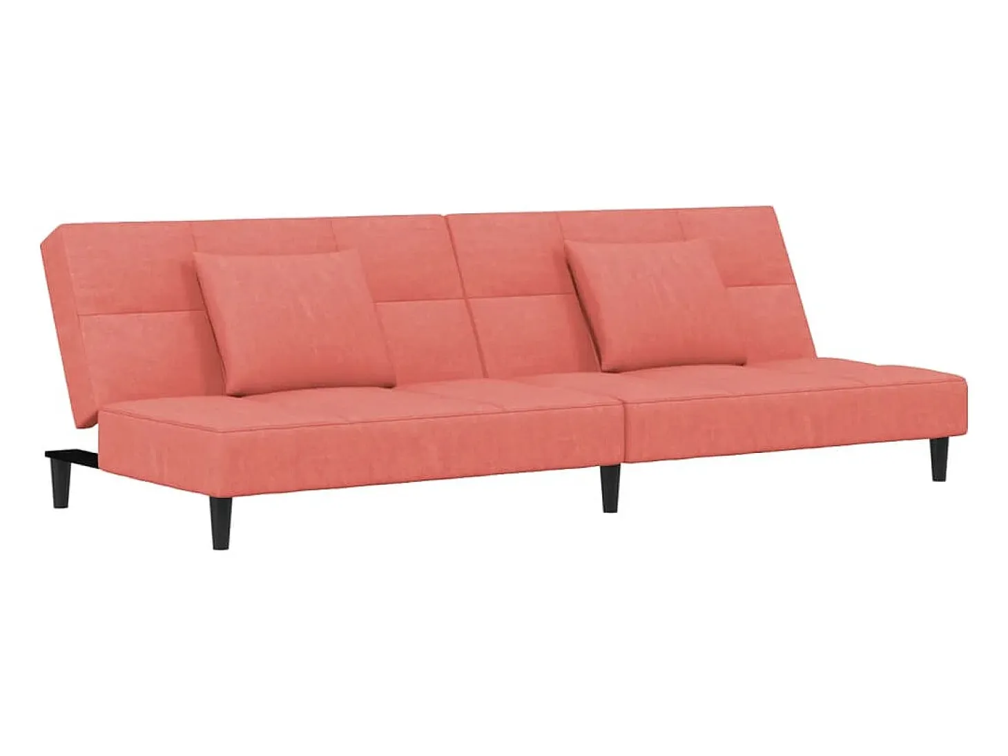 Sofá-cama 2 lugares com duas almofadas veludo rosa PT398106