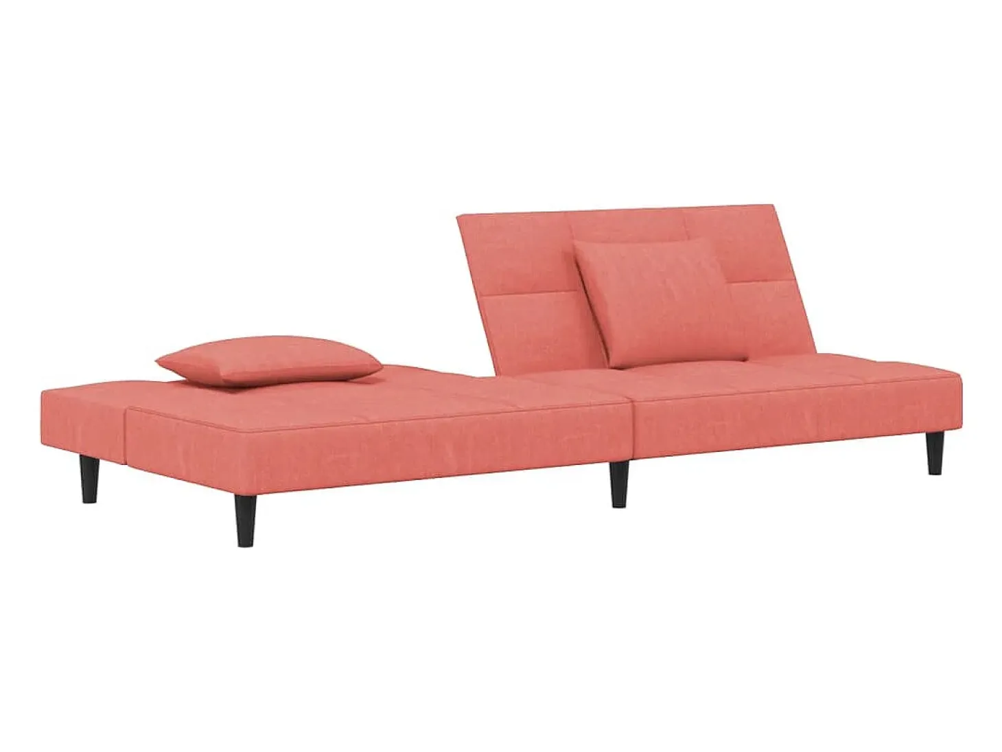 Sofá-cama 2 lugares com duas almofadas veludo rosa PT398106