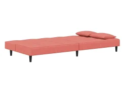 Sofá-cama 2 lugares com duas almofadas veludo rosa PT398106