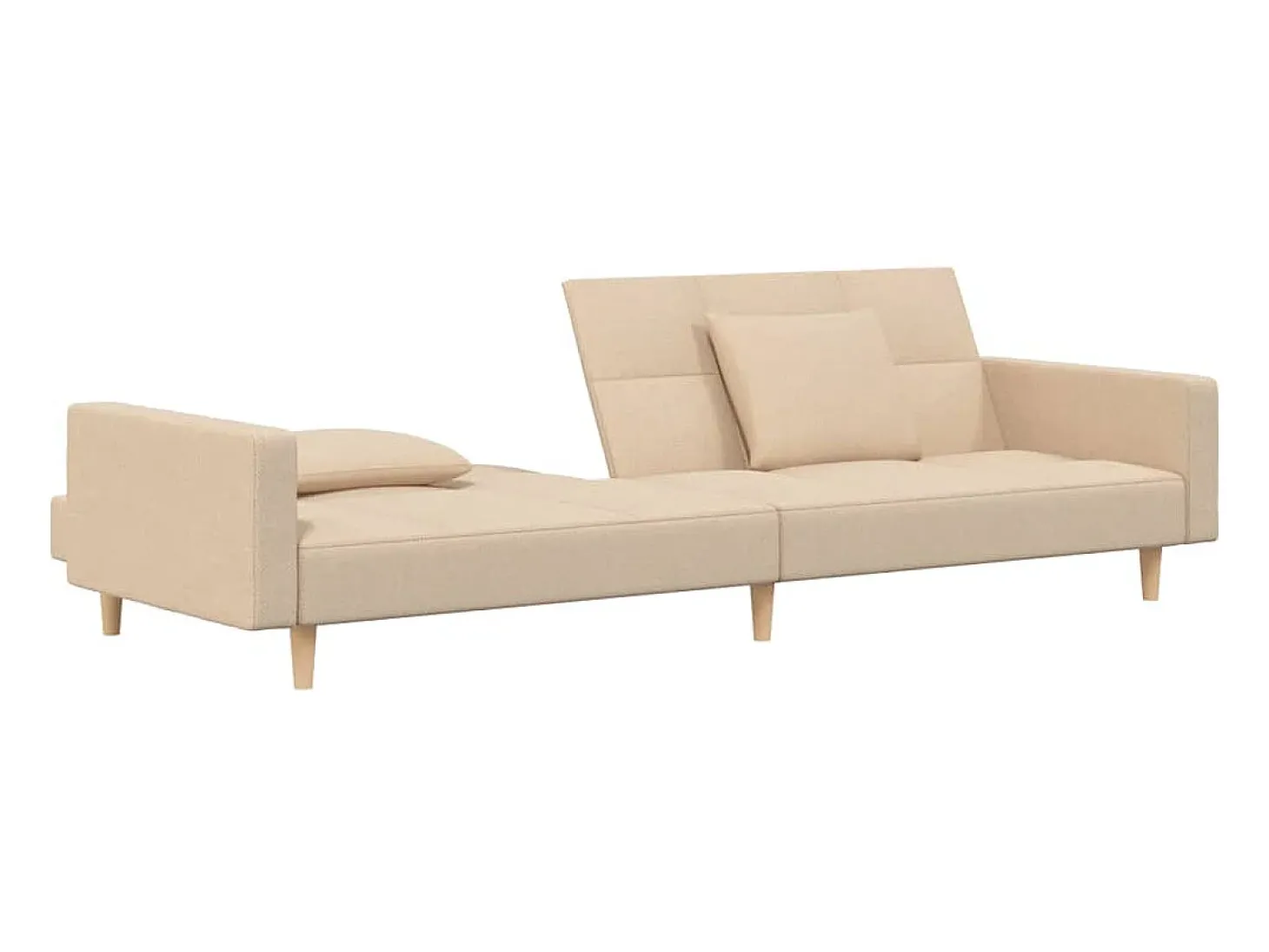Sofá-cama 2 lugares com duas almofadas tecido cor creme