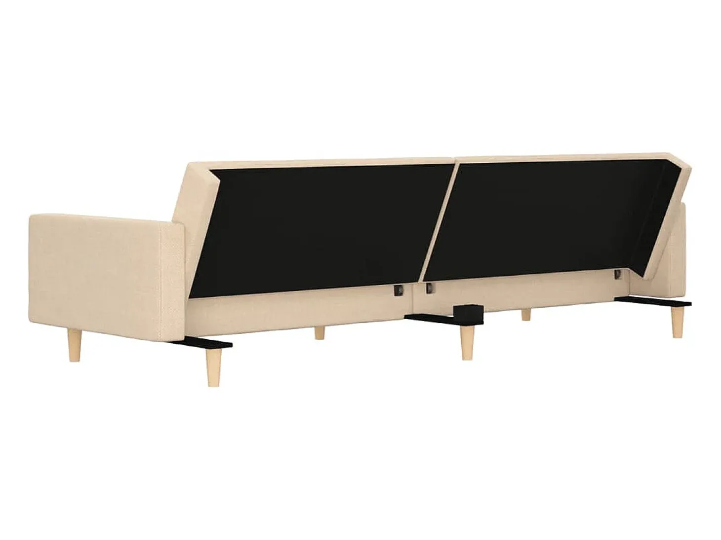 Sofá-cama 2 lugares com duas almofadas tecido cor creme