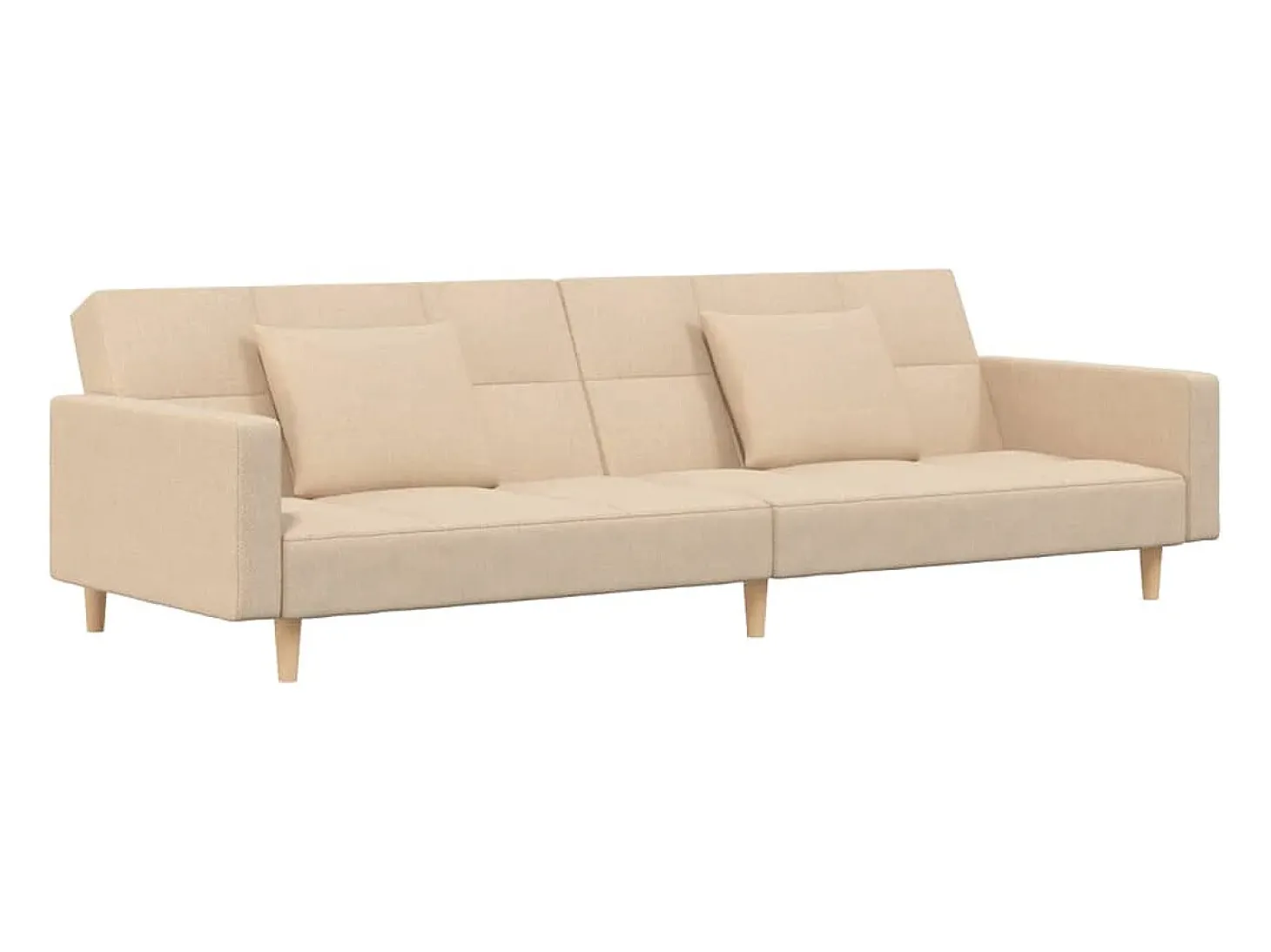 Sofá-cama 2 lugares com duas almofadas tecido cor creme