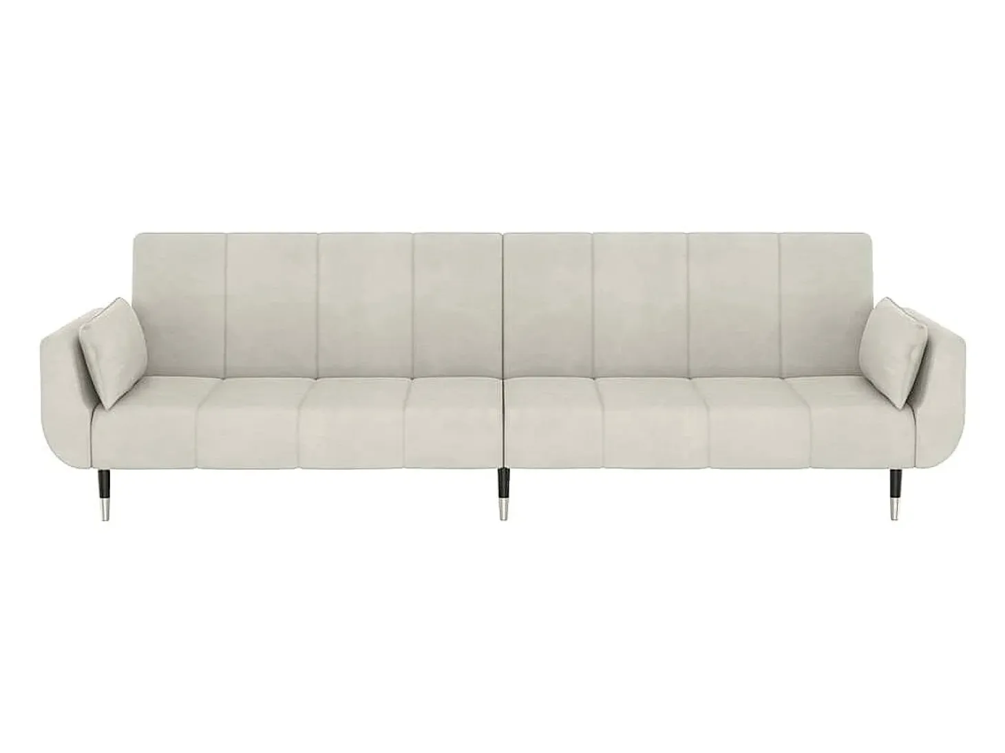 Sofá-cama 2 lugares com duas almofadas veludo cor creme