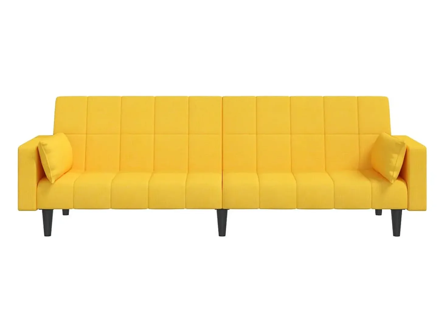 Sofá-cama 2 lugares com duas almofadas tecido amarelo PT823782
