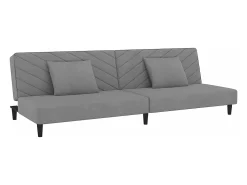 Sofá-cama 2 lugares com duas almofadas veludo cinzento-claro PT646320