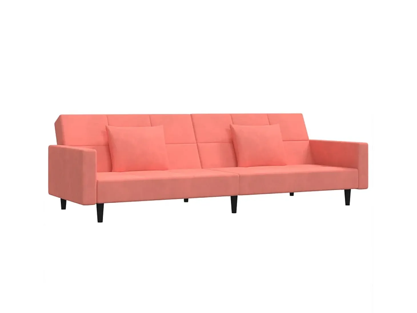 Sofá-cama 2 lugares com duas almofadas veludo rosa PT700928