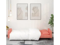 Sofá-cama 2 lugares com duas almofadas veludo rosa PT700928