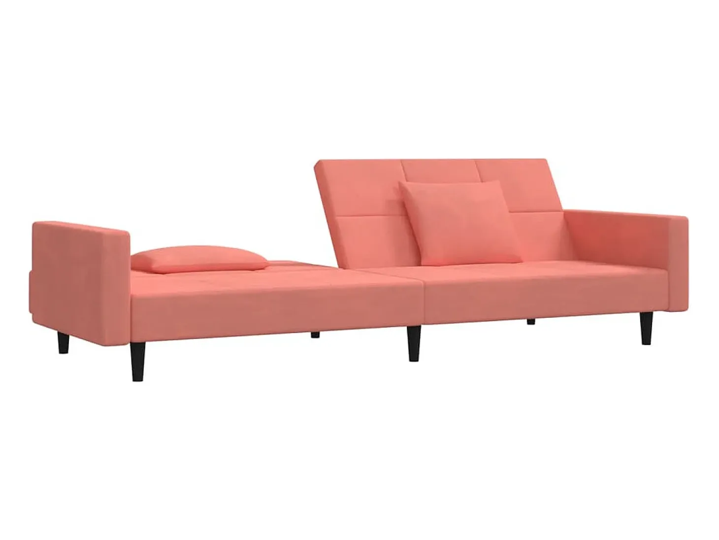 Sofá-cama 2 lugares com duas almofadas veludo rosa PT700928