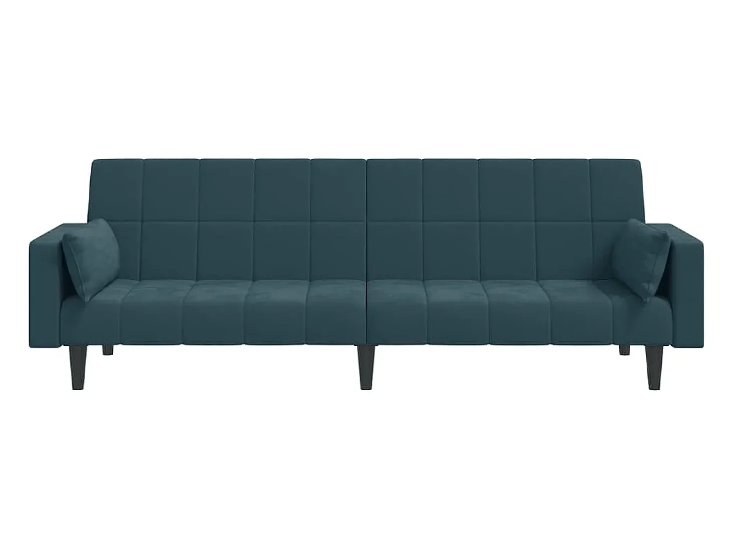 Sofá-cama 2 lugares com duas almofadas veludo azul PT223931