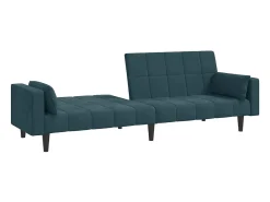 Sofá-cama 2 lugares com duas almofadas veludo azul PT223931