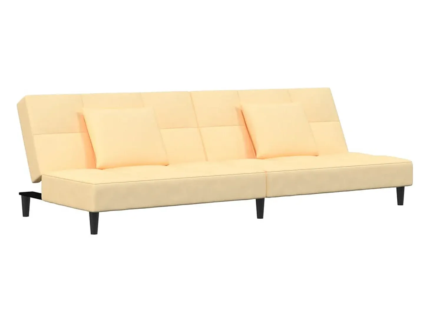 Sofá-cama 2 lugares com duas almofadas veludo cor creme PT881792