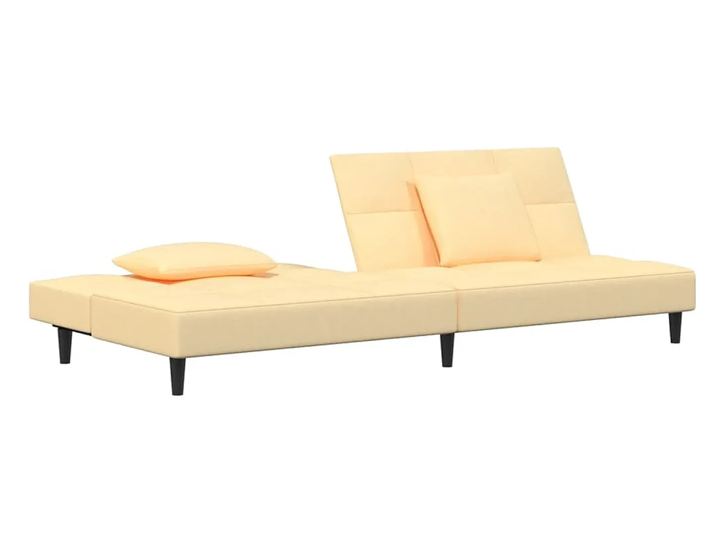 Sofá-cama 2 lugares com duas almofadas veludo cor creme PT881792