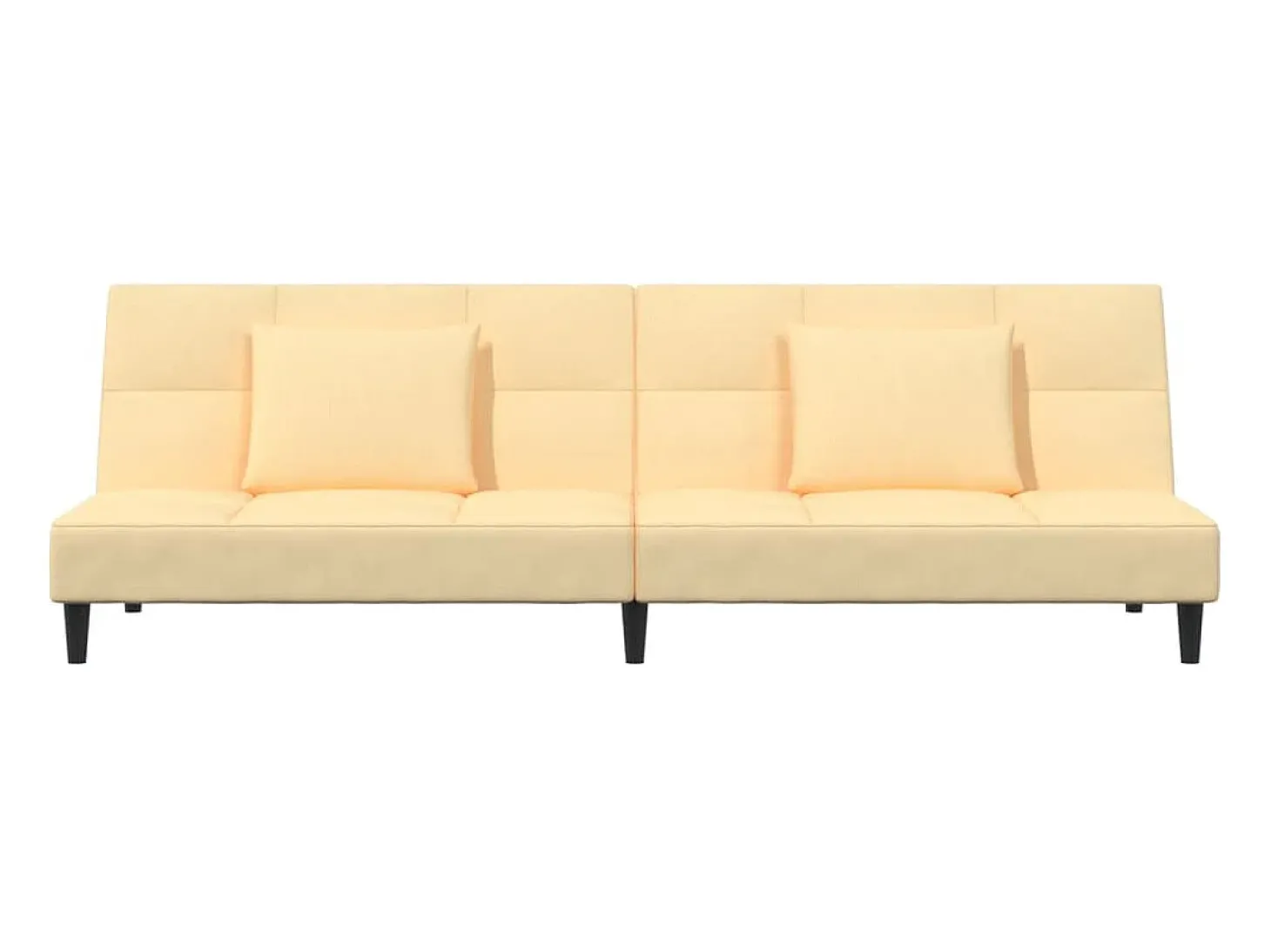 Sofá-cama 2 lugares com duas almofadas veludo cor creme PT881792
