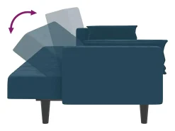 Sofá-cama 2 lugares com duas almofadas veludo azul