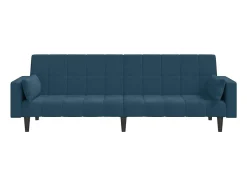 Sofá-cama 2 lugares com duas almofadas veludo azul