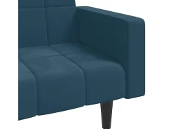 Sofá-cama 2 lugares com duas almofadas veludo azul