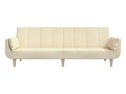 Sofá-cama 2 lugares com duas almofadas tecido cor creme PT849988