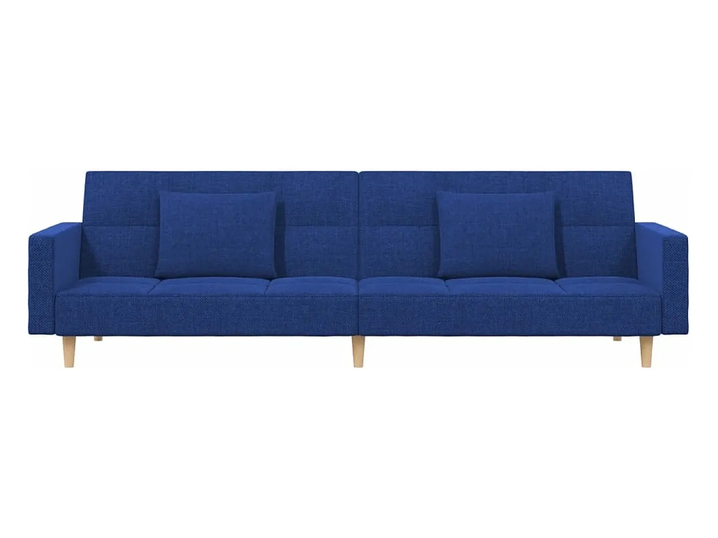 Sofá-cama 2 lugares com duas almofadas tecido azul