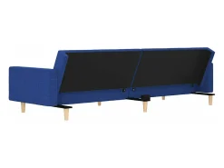 Sofá-cama 2 lugares com duas almofadas tecido azul