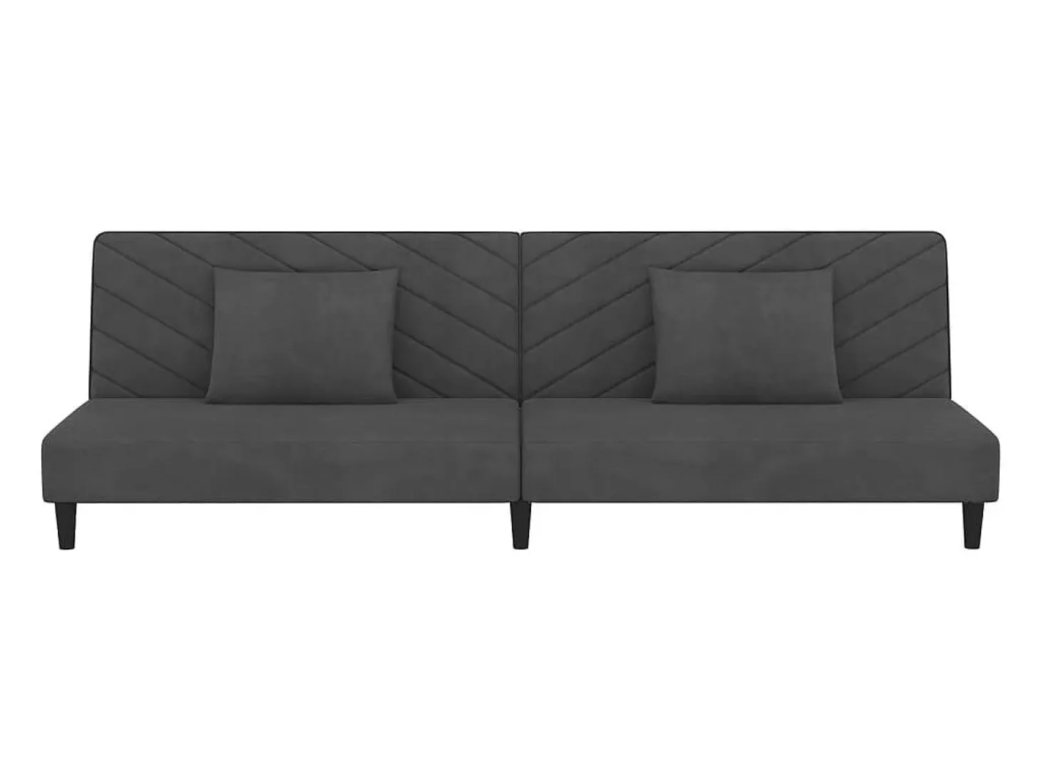 Sofá-cama 2 lugares com duas almofadas veludo cinzento-escuro