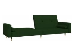 Sofá-cama 2 lugares com duas almofadas veludo verde-escuro PT378903