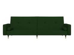 Sofá-cama 2 lugares com duas almofadas veludo verde-escuro PT378903