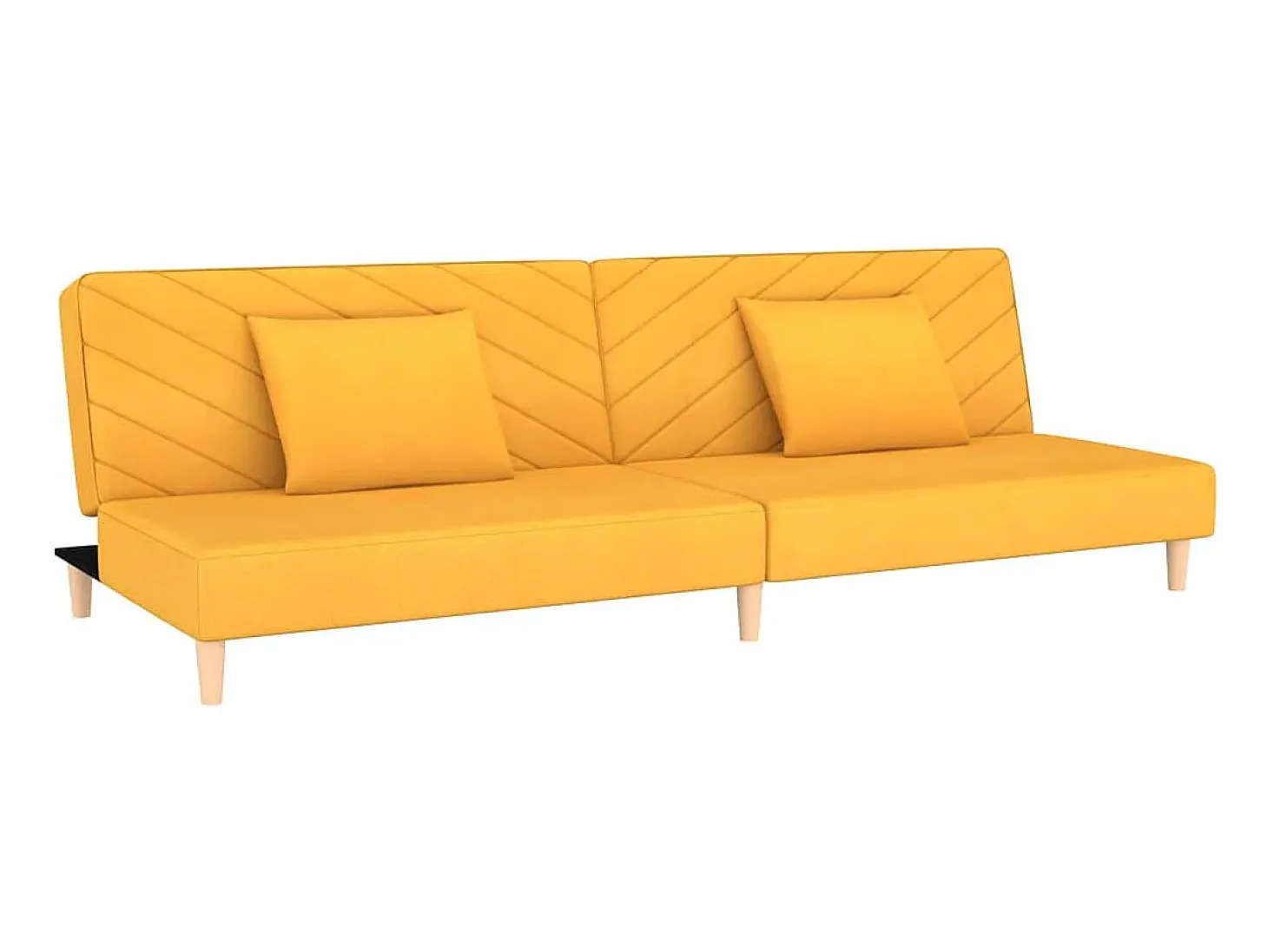 Sofá-cama 2 lugares com duas almofadas tecido amarelo