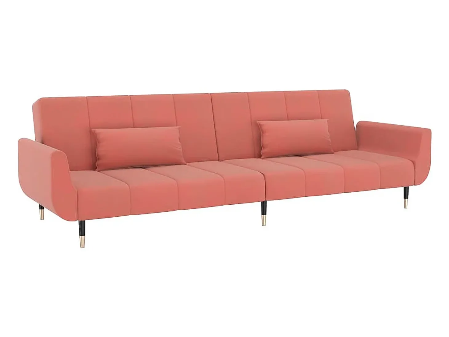 Sofá-cama 2 lugares com duas almofadas veludo rosa