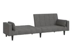 Sofá-cama 2 lugares com duas almofadas tecido cinzento-claro PT254435