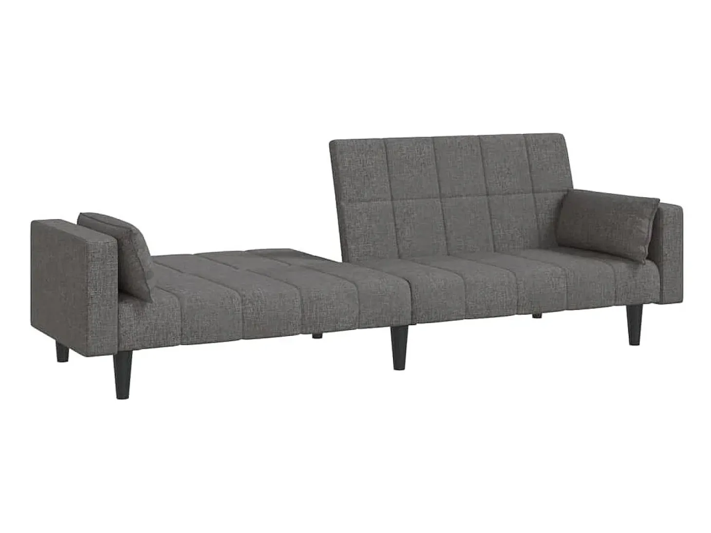 Sofá-cama 2 lugares com duas almofadas tecido cinzento-claro PT254435