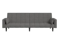 Sofá-cama 2 lugares com duas almofadas tecido cinzento-claro PT254435